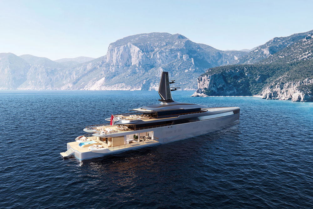 “Free as the sea itself” 4 The aft area can be configured as a spa and relaxation zone, a heli-ski preparation area, or a decompression space for returning from private submarine dives