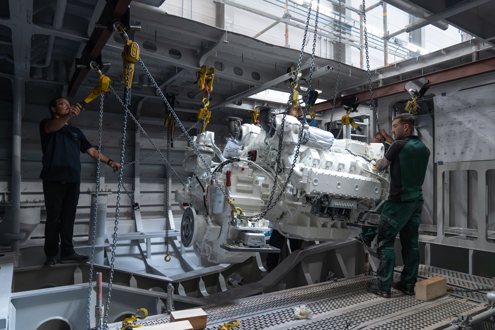 Heesen marks milestone on 50-metre Steel yacht Grace 1 The yacht was equiped with MAN D2862LE438 engine IMO Tier III