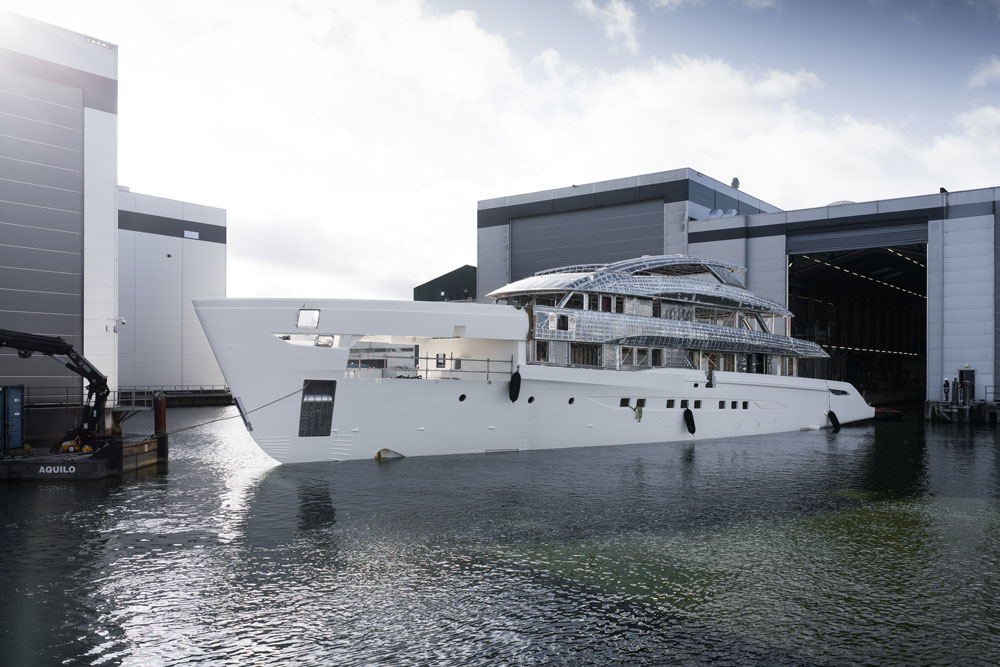 Heesen’s project Grace after joining hull and superstructure