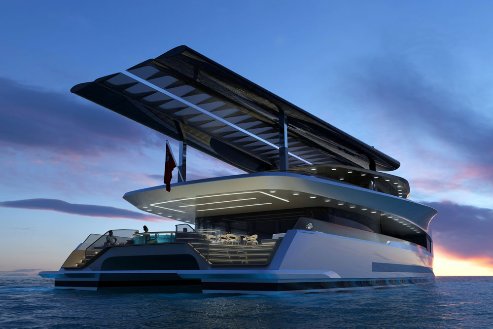 "Dragonfly" - Dixon relies on wind blades for yachts 1 The "Dragonfly" with folded wings