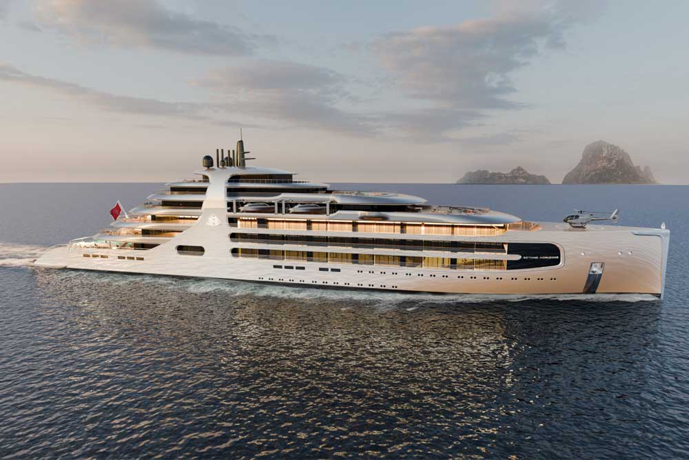 The 155-metre mega-yacht “Beyond Horizons” is to be built at the Lloyd shipyard in Bremerhaven (© Maybach Ocean Club)