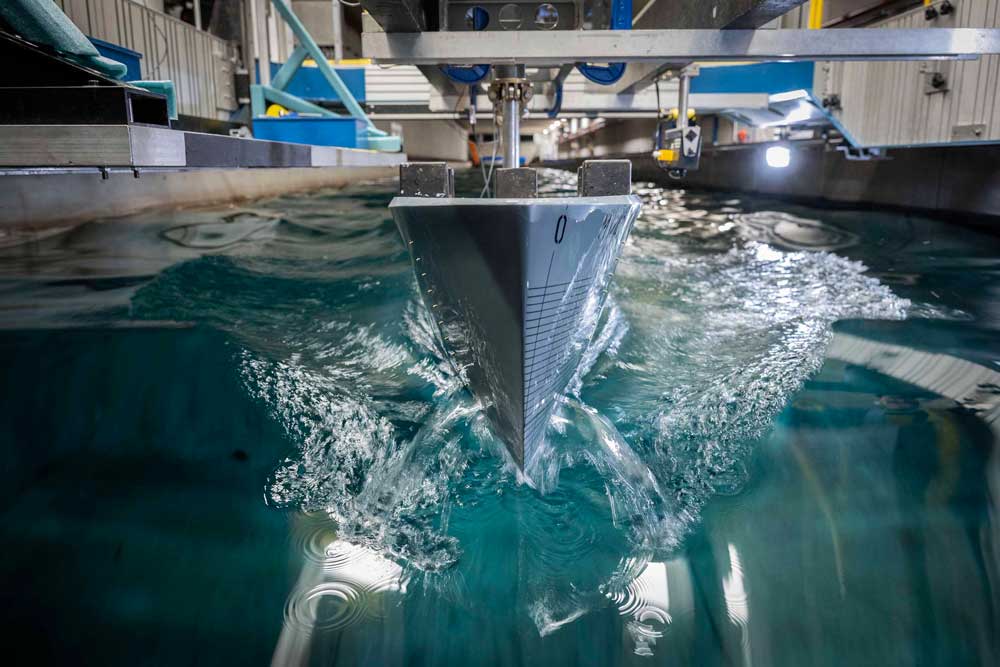 Tank tests for Project "Ananda" were carried out at the Wolfson Unit of the University of Southampton 