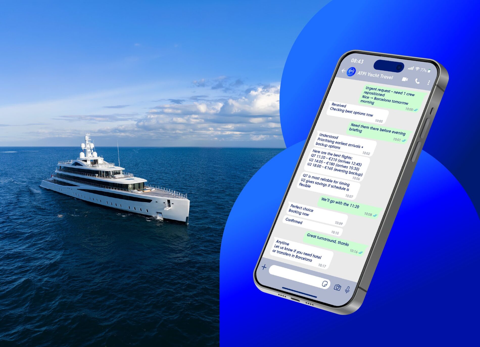 ATPI Yacht Travel has introduced a 24/7 WhatsApp service to support urgent crew travel arrangements for the global superyacht industry