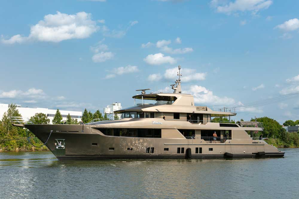 The 46-metre full-displacement motoryacht “Zembra” is designed for transoceanic cruising and exploration (© Delta Marine)